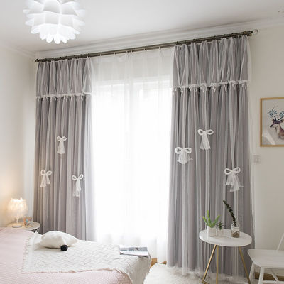 Tissu de luxe de rideaux en fenêtre de panne d'électricité de salon de toile de coton