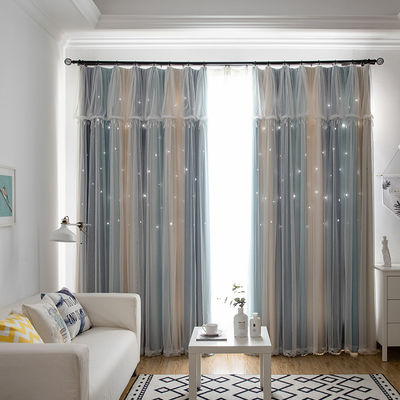 Coton blanc isolé latéral de panne d'électricité d'hôtel de tissu de rideau poly