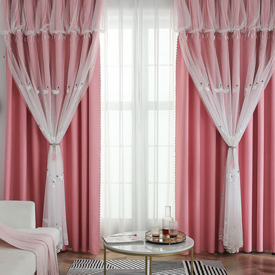 Tissu 100% blanc de Gauze Curtains Sheer Floral Embroidered de coton de polyester