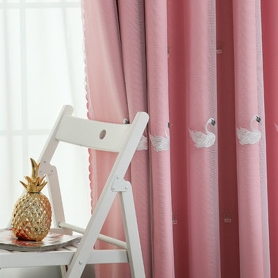 Tissu 100% blanc de Gauze Curtains Sheer Floral Embroidered de coton de polyester