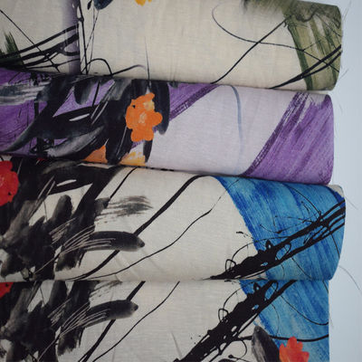 Le fil 100% de toile mou de tissu de ramie imprimé par Digital de tissu de rayonne visqueuse a teint
