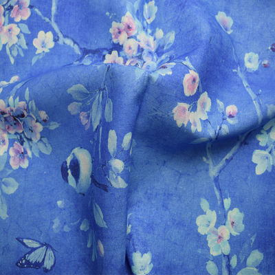 Tissu imprimé en soie de polyester de coton de tissus de coton moderne de ramie