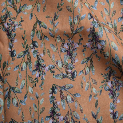 Tissez la robe florale pure molle d'impression de bloc de ramie de tissus de coton de polyester