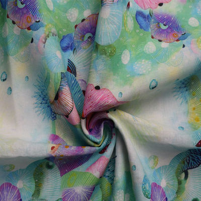 Ramie tissée florale bleu-clair de luxe de pantalon de robe de tissus de coton de polyester