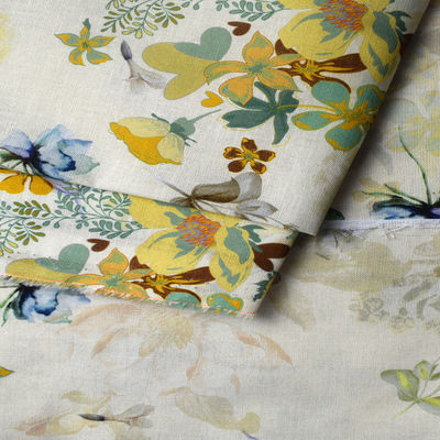 Polyester de toile pour chemises de robe imprimant l'habillement de tricotage de coton de ramie de tissu