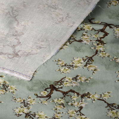 Robe tissée respirable de chemise de toucher doux de tissu d'impression de polyester de coton de la ramie 70% de 30%