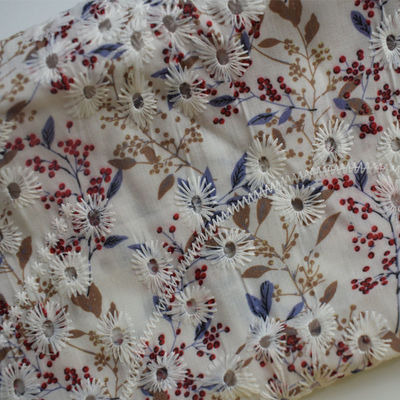 Dentelle brodée par habillement moyen de tissu de polyester du coton 20 du poids 80