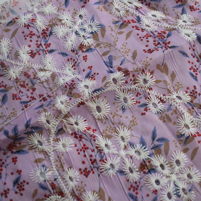 Dentelle brodée par habillement moyen de tissu de polyester du coton 20 du poids 80