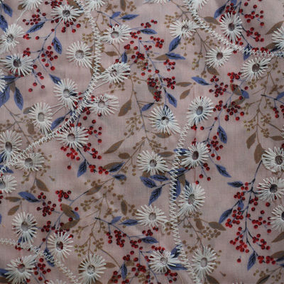 Dentelle brodée par habillement moyen de tissu de polyester du coton 20 du poids 80
