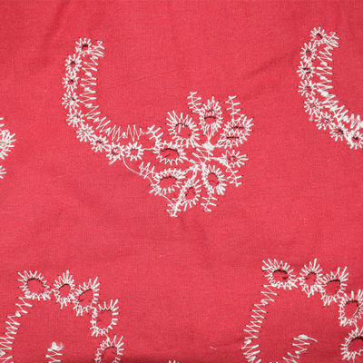 Textile brodé blanc de vêtement de tissu de coton de couleur solide de robes de doux