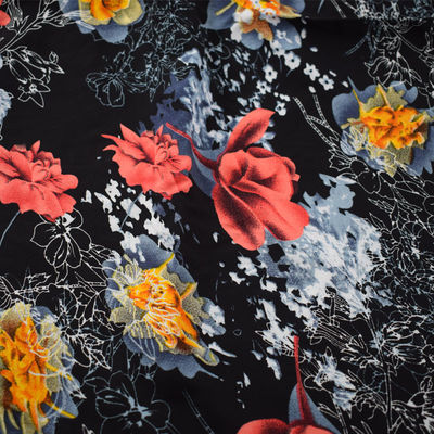 Floral simple doux de tissu de rayonne visqueuse imprimé 100% pour le mariage de robe