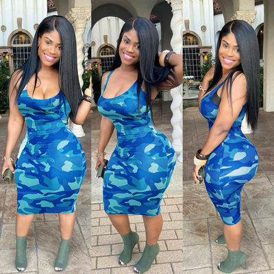 Le club plus Maxi Sexy Sleeveless Dresses Summer UNeck de taille a fendu