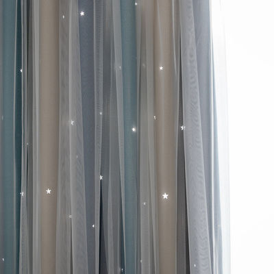 Couleur douce de gradient de tissus de rideau en polyester ignifuge