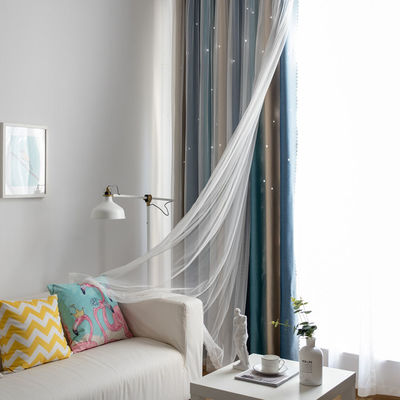 Couleur douce de gradient de tissus de rideau en polyester ignifuge