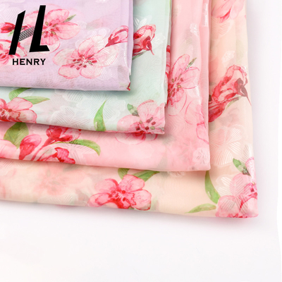 Tissu imprimé floral de mousseline de soie de polyester pour le textile de vêtement de mode