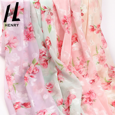 Tissu imprimé floral de mousseline de soie de polyester pour le textile de vêtement de mode